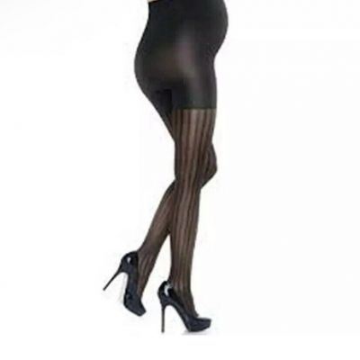 SPANX Size 1 Marvelous Mama ASSETS Tights in Black Opaque Stripe 2 PAIRS